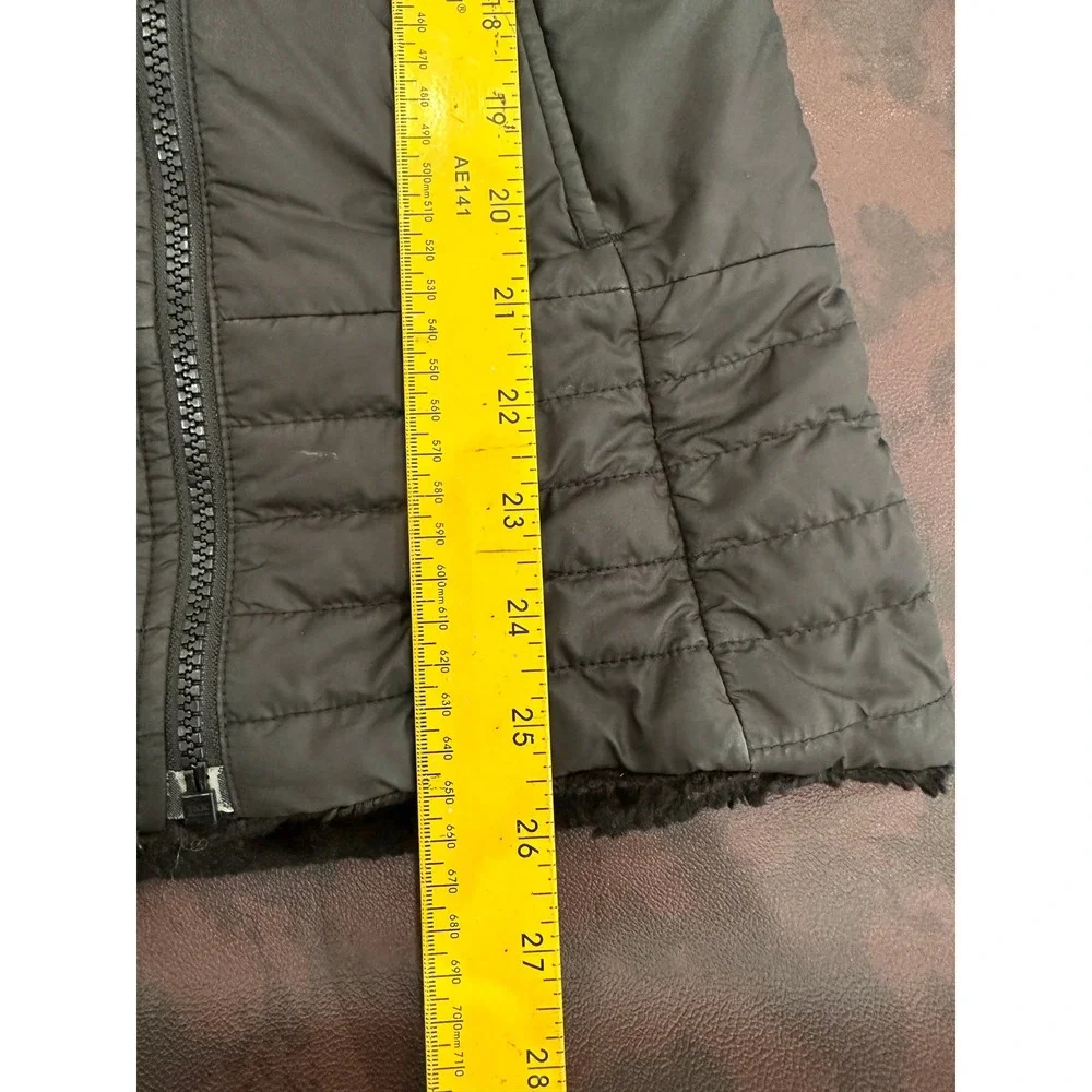 The North Face Mossbud Swirl Reversible Jacket Gray Black Fleece Hooded SmallP